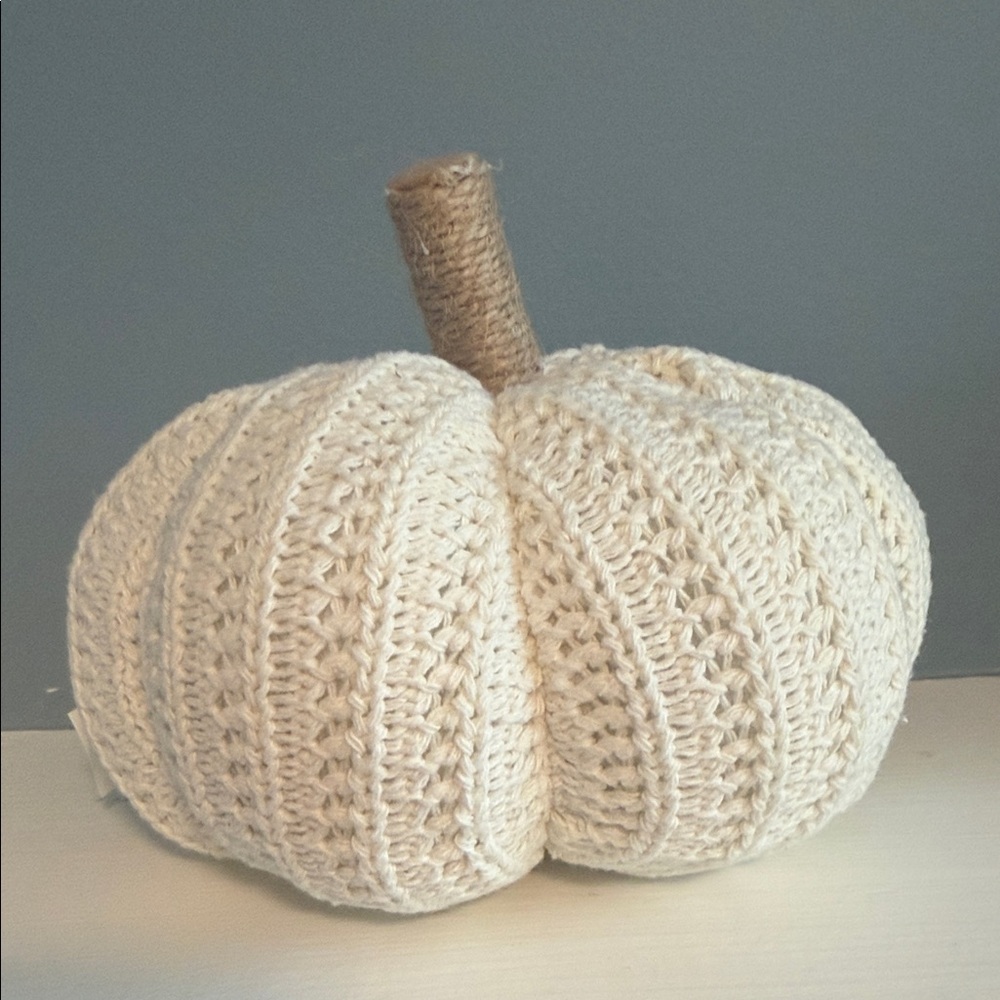 Cream Knitted Pumpkin Decor